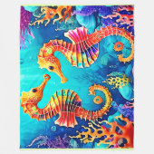 シーホースカラフルペアデザイン フリースブランケット (正面)