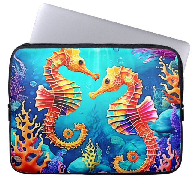 シーホースカラフルペアデザイン ラップトップスリーブ (正面)