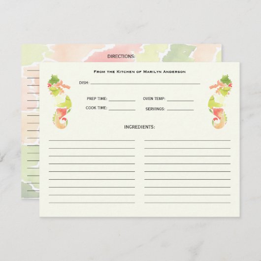 シーホースカラフル海ファミリーレシピカード (正面/裏面)