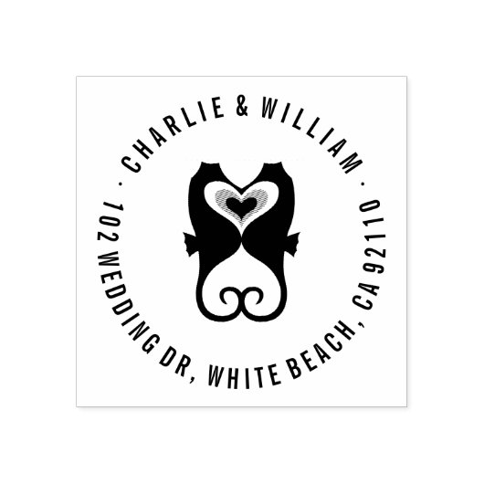 シーホースキスをするラブビーチ結婚式ゴムスタンプ ラバースタンプ (インプリント)