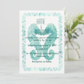 シーホースキスをする結婚式招待状インターコイズ 招待状 (スタンド正面)