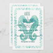 シーホースキスをする結婚式招待状インターコイズ 招待状 (正面/裏面)