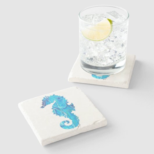 シーホースギフト、シーホースコースター、ビーチハウス ストーンコースター (横)