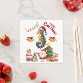 シーホースクリスマスハットクリスマス スタンダードカクテルナプキン (インサイチュ)