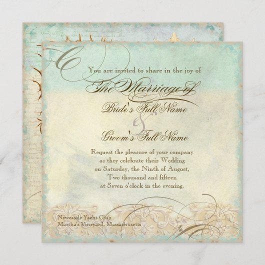 シーホースコースタルビーチ-結婚式招待状 招待状 (正面/裏面)