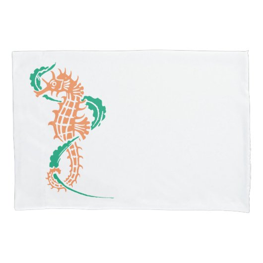 シーホースコーラルエメラルドサマービーチホームデコル 枕カバー (正面)