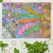 シーホースサイケデリックウミガメのアート キッチンタオル (折り畳み)