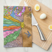 シーホースサイケデリックウミガメのアート キッチンタオル (四つ折り)