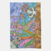 シーホースサイケデリックウミガメのアート キッチンタオル (縦)