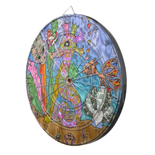 シーホースサイケデリックウミガメのアート ダーツボード (正面右)