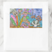 シーホースサイケデリックウミガメのアート 長方形シール (バッグ)