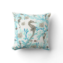 シーホースサンゴ海洋生物オーシャンライフティール（緑がかった色）ベージュホワイト