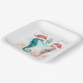 シーホースサンタコースタルクリスマスキスビーチ ペーパープレート (傾斜あり)