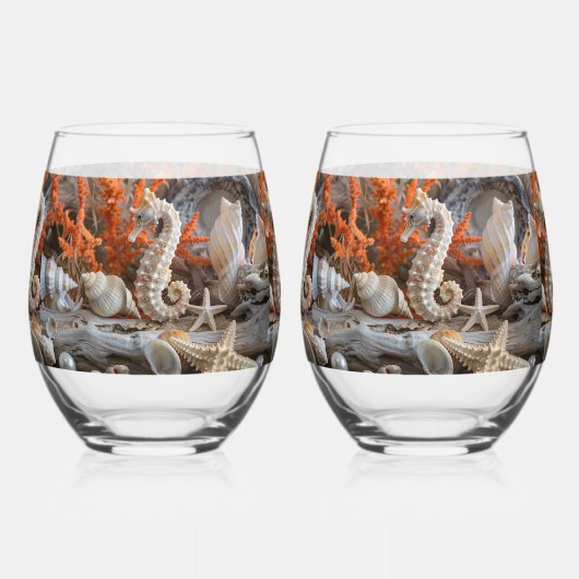 シーホースシーズヘルズコーラルトロピカルエレガント ステムなしワイングラス (裏面)