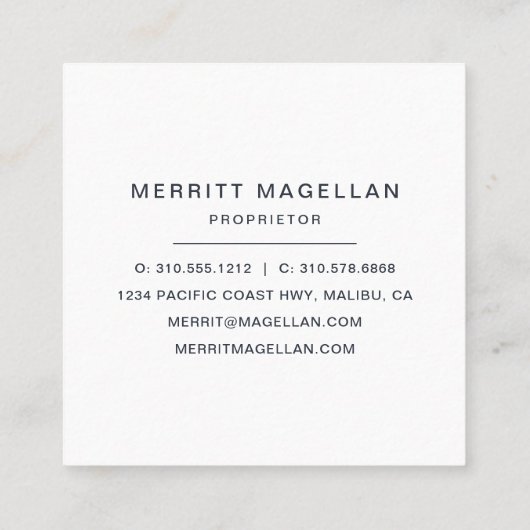 シーホーススターフィッシュシーシェルズコースタルリーススクエア スクエア名刺 (裏面)