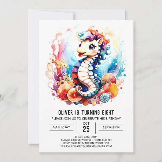 シーホースセレナードオーシャニック誕生日 招待状 (正面)