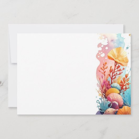 シーホースセレニティマリンライフベビーシャワー 招待状 (裏面)