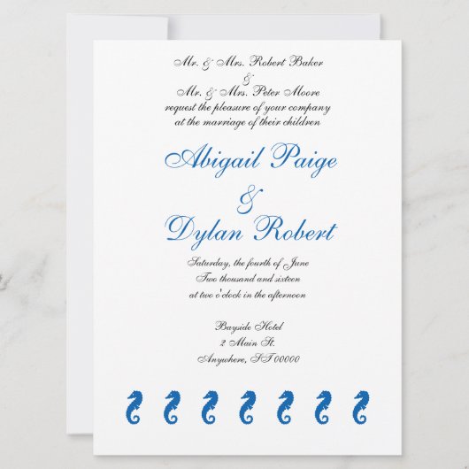 「シーホースセレニティ」結婚式招待状 招待状 (正面)