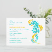 シーホースターコイズ、黄結婚色のブライダルシャワー 招待状 (スタンド正面)