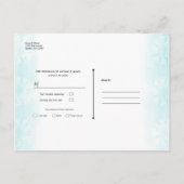 シーホースティール（緑がかった色）と金ゴールド水彩ウェディングRSVP 案内ポストカード (裏面)