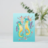 シーホースティール(緑がかった色)の巻き上げ ポストカード (スタンド正面)