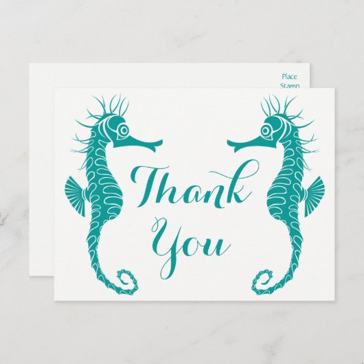 シーホースティール(緑がかった色)グリーンターコイズサンキュービーチ ポストカード (正面/裏面)