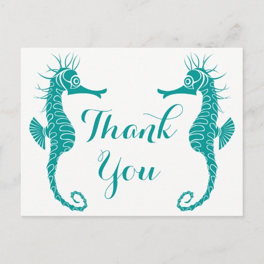 シーホースティール(緑がかった色)グリーンターコイズサンキュービーチ ポストカード (正面)