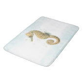 シーホースティール(緑がかった色)&金ゴールド水彩沿岸ビーチ バスマット (アングル)