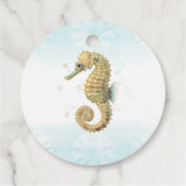 シーホースティール（緑がかった色）&金ゴールド水彩沿岸ビーチ フェイバータグ (裏面)