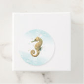 シーホースティール（緑がかった色）&金ゴールド水彩沿岸ビーチ フェイバータグ (インサイチュ)