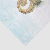 シーホースティール（緑がかった色）&金ゴールド水彩沿岸ビーチ 薄葉紙 (詳細)