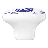 シーホースネイビーブルーアンドホワイトシー海ビーチハウス セラミックノブ (側面)