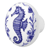 シーホースネイビーブルーアンドホワイトシー海ビーチハウス セラミックノブ (右)
