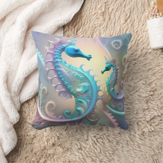 シーホースパステルのフラクタル・アート クッション (ブランケット)