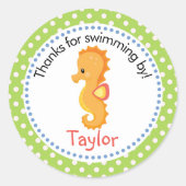 シーホースパーソナライズされたサンキューステッカーの好意 ラウンドシール (正面)