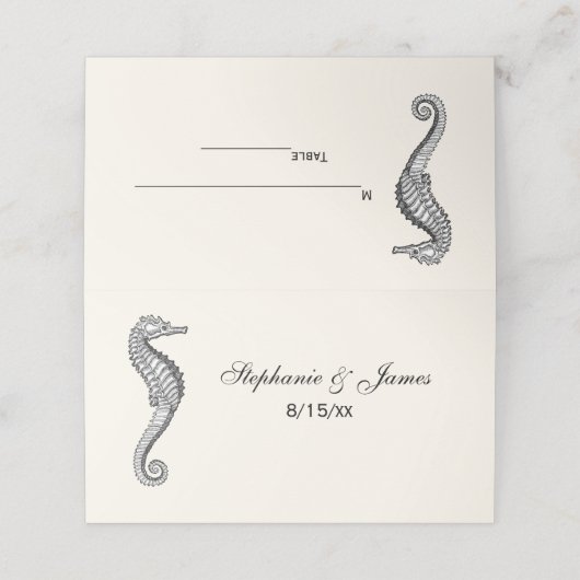 シーホースビーチテーマエスコートカード座席表アイボリー プレイスカード (外部開封)