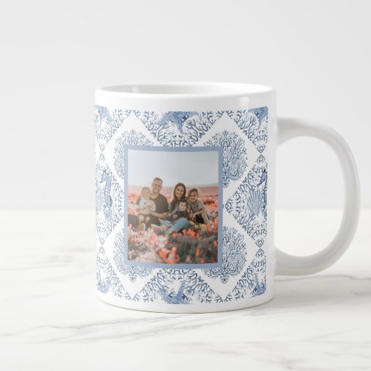 シーホースビーチブルー最高のナナフォトマザーズの日 ジャンボコーヒーマグカップ (右)