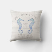 シーホースビーチ素朴水彩唐草模様 クッション (裏面)