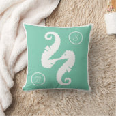 シーホースビーチ結婚式カスタムモノグラム枕 クッション (ブランケット)