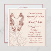 シーホースビーチ – ブラウン結婚式招待状 招待状 (正面/裏面)