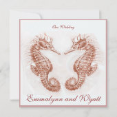 シーホースビーチ – ブラウン結婚式招待状 招待状 (裏面)