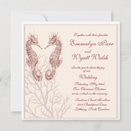 シーホースビーチ – ブラウン結婚式招待状 招待状