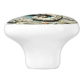 シーホースフェイクアールヌーボーレリーフ、 浮き彫り離れ向けミント セラミックノブ (側面)