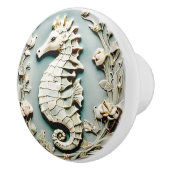 シーホースフェイクアールヌーボーレリーフ、 浮き彫り離れ向けミント セラミックノブ (右)