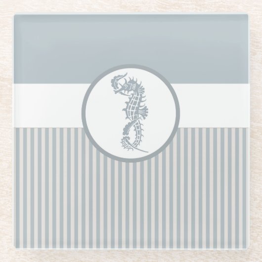 シーホースブルークラシック航海のエレガント ガラスコースター (正面)