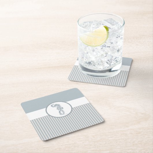 シーホースブルークラシック航海のエレガント スクエアペーパーコースター (インサイチュ)