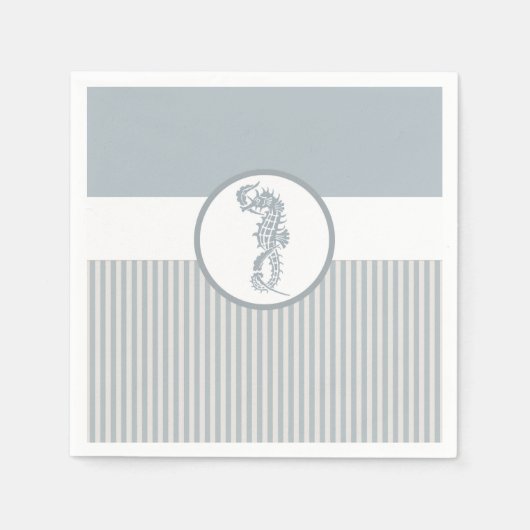 シーホースブルークラシック航海のエレガント スタンダードカクテルナプキン (正面)