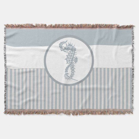シーホースブルークラシック航海のエレガント スローブランケット (正面)