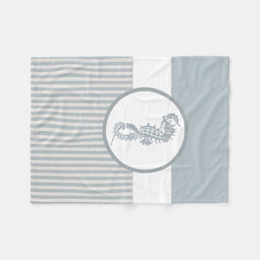 シーホースブルークラシック航海のエレガント フリースブランケット (正面(横))