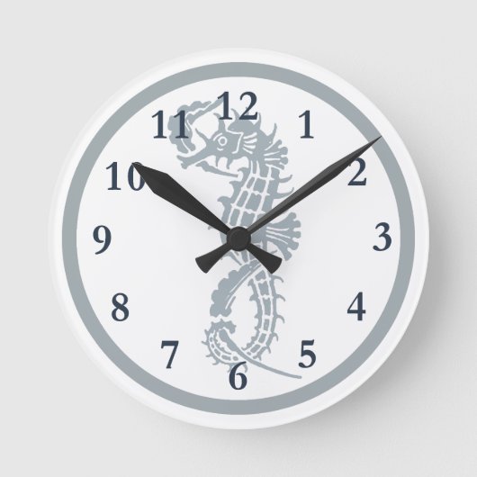 シーホースブルークラシック航海のエレガント ラウンド壁時計 (正面)